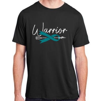 Ovarian Cancer Awareness Month Woman Teal Ribbon Warrior Adult ChromaSoft Performance T-Shirt