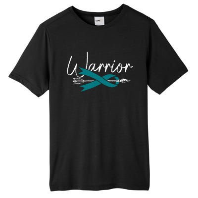 Ovarian Cancer Awareness Month Woman Teal Ribbon Warrior Tall Fusion ChromaSoft Performance T-Shirt