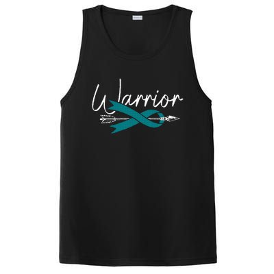 Ovarian Cancer Awareness Month Woman Teal Ribbon Warrior PosiCharge Competitor Tank