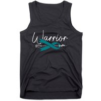 Ovarian Cancer Awareness Month Woman Teal Ribbon Warrior Tank Top