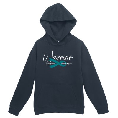 Ovarian Cancer Awareness Month Woman Teal Ribbon Warrior Urban Pullover Hoodie