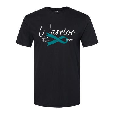 Ovarian Cancer Awareness Month Woman Teal Ribbon Warrior Softstyle CVC T-Shirt