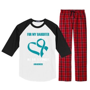 Ovarian Cancer Awareness My Daughter Together Teal Ribbon Gift Raglan Sleeve Pajama Set