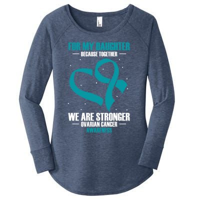 Ovarian Cancer Awareness My Daughter Together Teal Ribbon Gift Women's Perfect Tri Tunic Long Sleeve Shirt