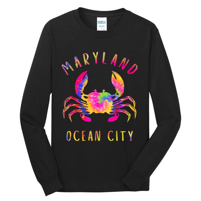 Ocean City Blue Crab Tie Dye Maryland Maryland Vacation Tall Long Sleeve T-Shirt