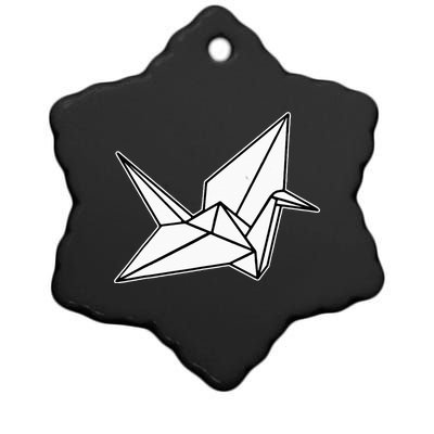 Origami Crane Blackwork Minimal Ceramic Star Ornament