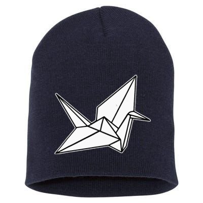 Origami Crane Blackwork Minimal Short Acrylic Beanie