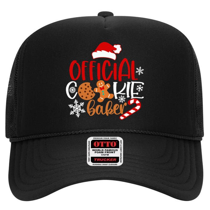 O.fficial Cookie Baker Snowflakes Santa Pajama Xmas High Crown Mesh Back Trucker Hat