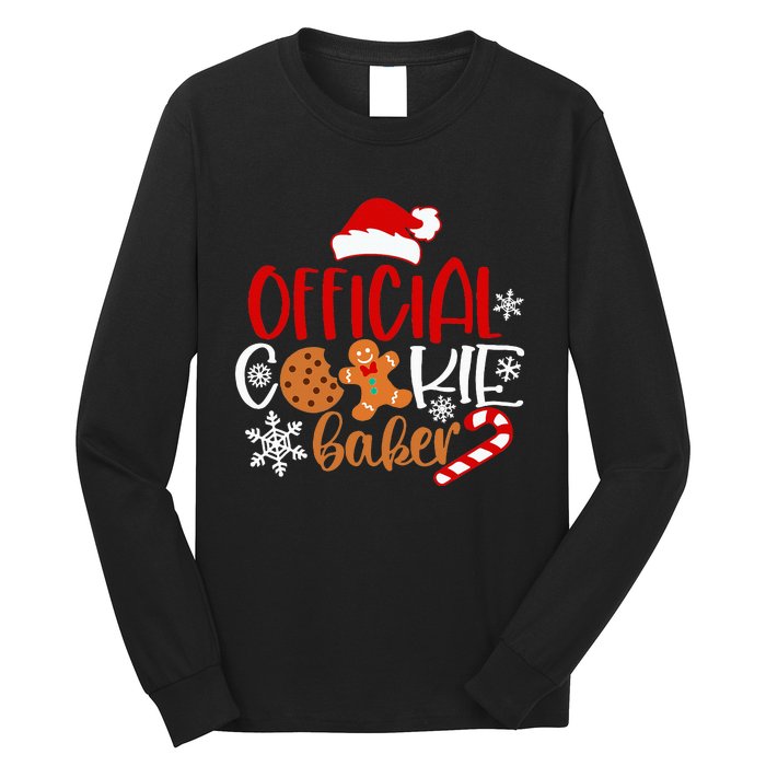 O.fficial Cookie Baker Snowflakes Santa Pajama Xmas Long Sleeve Shirt