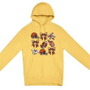 Orange Coquette Bow Football Game Day Premium Pullover Hoodie