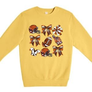 Orange Coquette Bow Football Game Day Premium Crewneck Sweatshirt