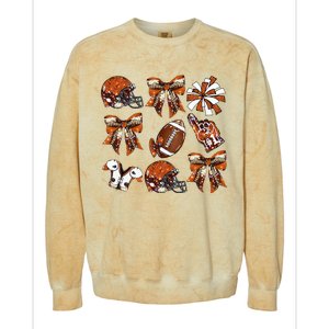 Orange Coquette Bow Football Game Day Colorblast Crewneck Sweatshirt