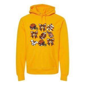 Orange Coquette Bow Football Game Day Premium Hoodie