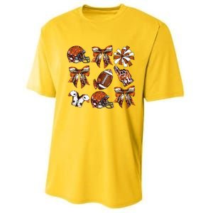 Orange Coquette Bow Football Game Day Performance Sprint T-Shirt