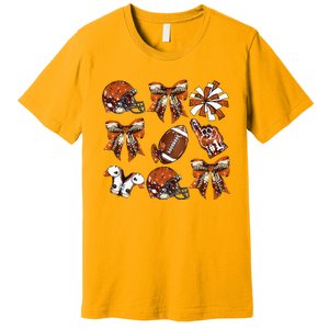 Orange Coquette Bow Football Game Day Premium T-Shirt