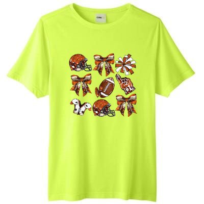 Orange Coquette Bow Football Game Day Tall Fusion ChromaSoft Performance T-Shirt