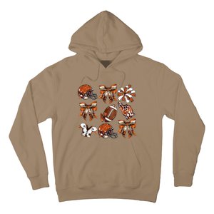 Orange Coquette Bow Football Game Day Hoodie