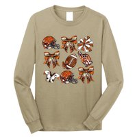 Orange Coquette Bow Football Game Day Long Sleeve Shirt