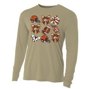 Orange Coquette Bow Football Game Day Cooling Performance Long Sleeve Crew