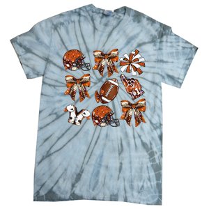 Orange Coquette Bow Football Game Day Tie-Dye T-Shirt