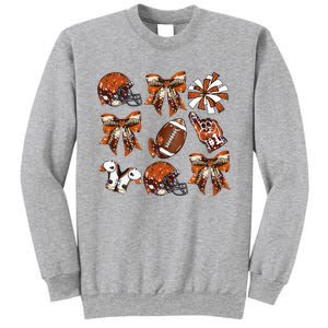 Orange Coquette Bow Football Game Day Sweatshirt