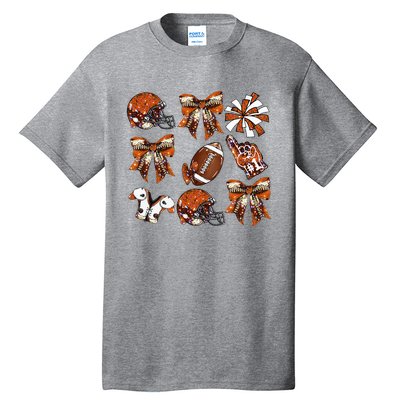 Orange Coquette Bow Football Game Day Tall T-Shirt