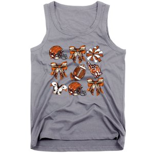 Orange Coquette Bow Football Game Day Tank Top