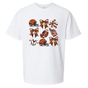 Orange Coquette Bow Football Game Day Sueded Cloud Jersey T-Shirt