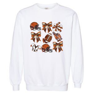 Orange Coquette Bow Football Game Day Garment-Dyed Sweatshirt