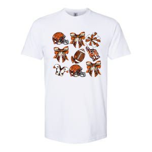 Orange Coquette Bow Football Game Day Softstyle CVC T-Shirt