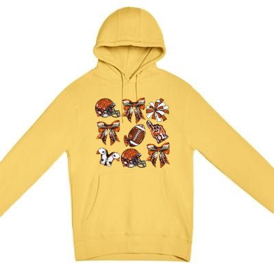 Orange Coquette Bow Football Game Day Women Gift Premium Pullover Hoodie