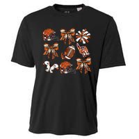 Orange Coquette Bow Football Game Day Women Gift Cooling Performance Crew T-Shirt