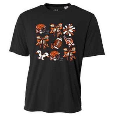 Orange Coquette Bow Football Game Day Women Gift Cooling Performance Crew T-Shirt