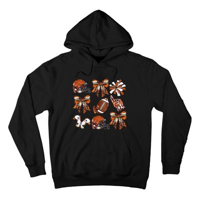 Orange Coquette Bow Football Game Day Women Gift Hoodie