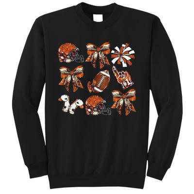 Orange Coquette Bow Football Game Day Women Gift Sweatshirt