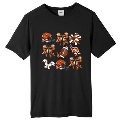 Orange Coquette Bow Football Game Day Women Gift Tall Fusion ChromaSoft Performance T-Shirt