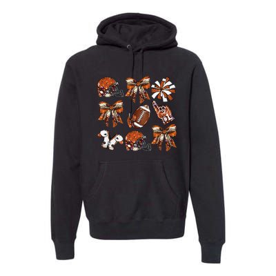 Orange Coquette Bow Football Game Day Women Gift Premium Hoodie