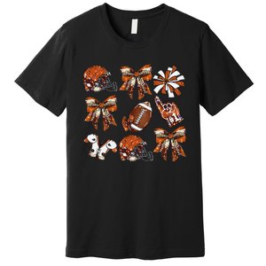 Orange Coquette Bow Football Game Day Women Gift Premium T-Shirt