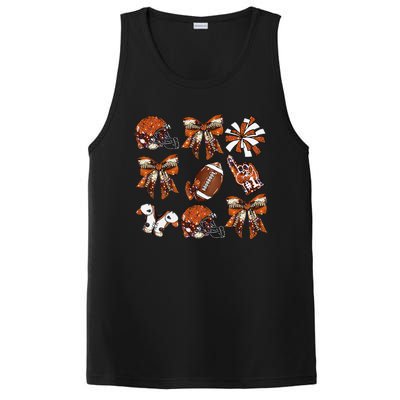 Orange Coquette Bow Football Game Day Women Gift PosiCharge Competitor Tank