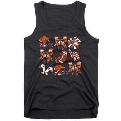 Orange Coquette Bow Football Game Day Women Gift Tank Top