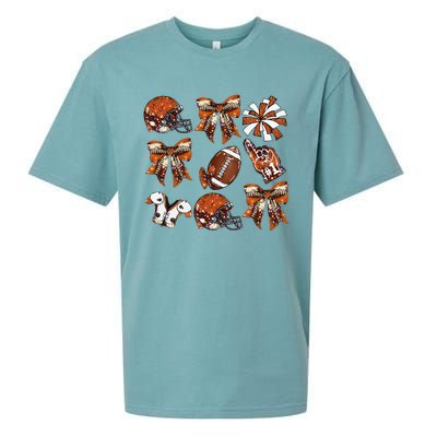 Orange Coquette Bow Football Game Day Women Gift Sueded Cloud Jersey T-Shirt