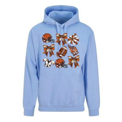 Orange Coquette Bow Football Game Day Women Gift Unisex Surf Hoodie