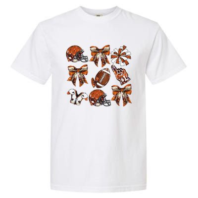 Orange Coquette Bow Football Game Day Women Gift Garment-Dyed Heavyweight T-Shirt