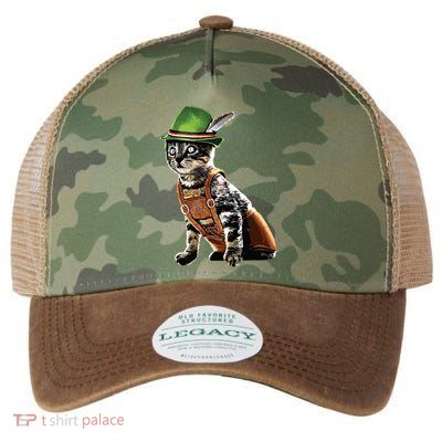 Oktoberfest Cat Bavarian Lederhosen Costume Alpine Hat Gift Legacy Tie Dye Trucker Hat