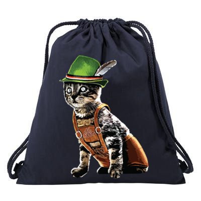 Oktoberfest Cat Bavarian Lederhosen Costume Alpine Hat Gift Drawstring Bag