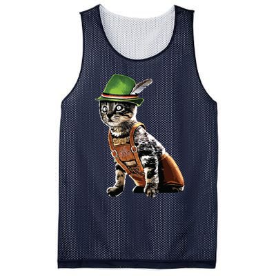 Oktoberfest Cat Bavarian Lederhosen Costume Alpine Hat Gift Mesh Reversible Basketball Jersey Tank