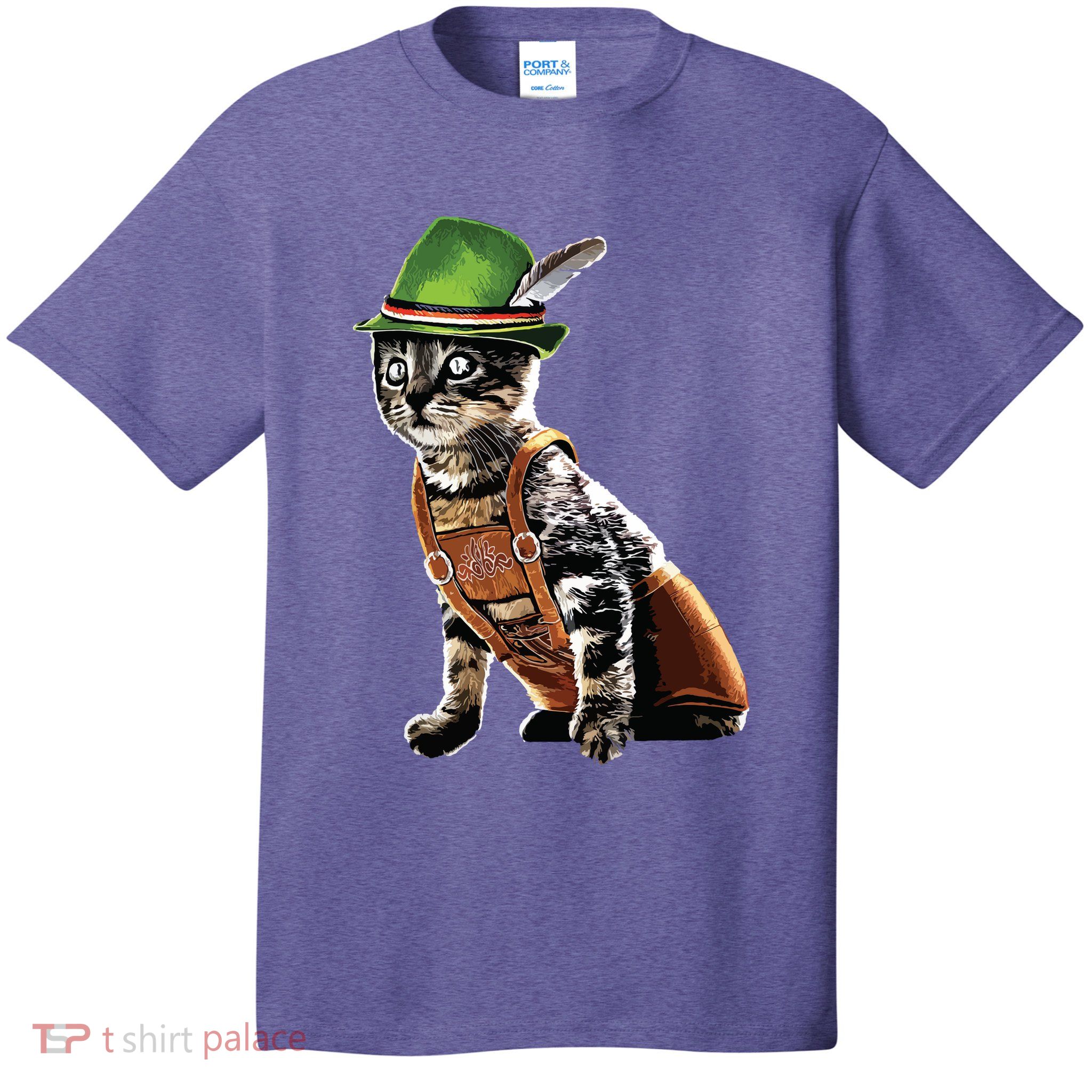 Oktoberfest Cat Bavarian Lederhosen Costume Alpine Hat Gift T-Shirt