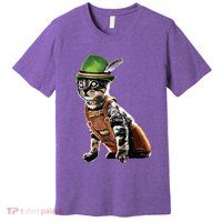Oktoberfest Cat Bavarian Lederhosen Costume Alpine Hat Gift Premium T-Shirt