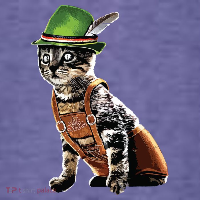 Oktoberfest Cat Bavarian Lederhosen Costume Alpine Hat Gift Women's V-Neck T-Shirt