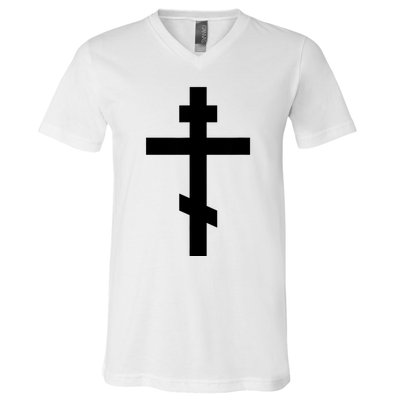 Orthodox Cross Byzantine Russian Orthodox Cross V-Neck T-Shirt